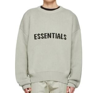 Fear of God Essentials Men's FW21 Knit Pullover Sweater Green Concrete Size XXL